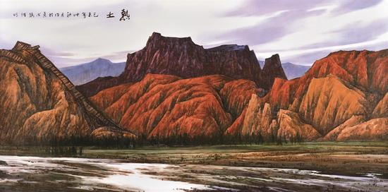 龚循明《热土》200x100cm 陶瓷釉上粉彩