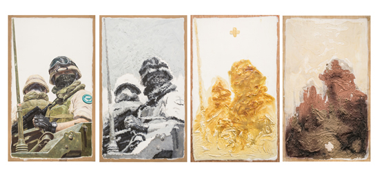 覆膜世界——大兵No。 1（四联画） 2007 200cm×120cm×4 综合材料