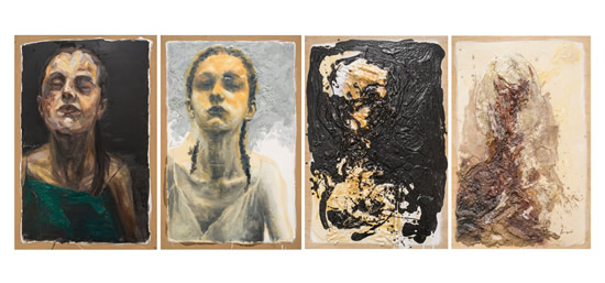 覆膜世界——Girl No。 3（四联画） 2007 120cm×80cm×4 综合材料