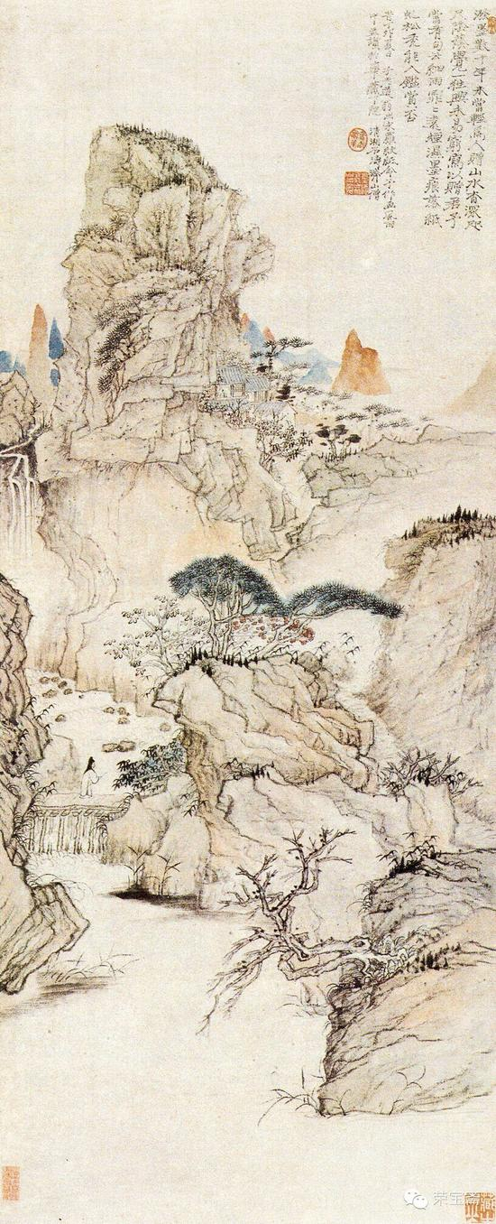 细雨虬松图轴 1687年 100.8X41.3cm上海博物馆藏