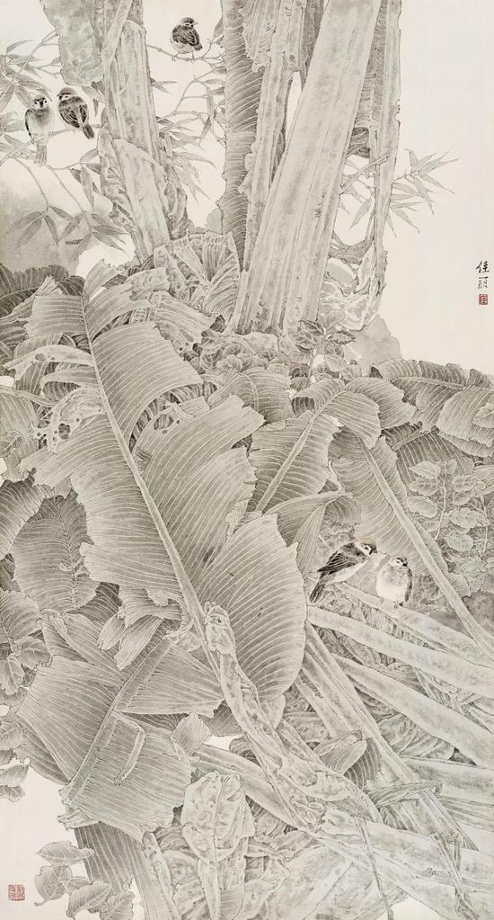 崔佳丽作品 2014年《秋思无限》178x96cm