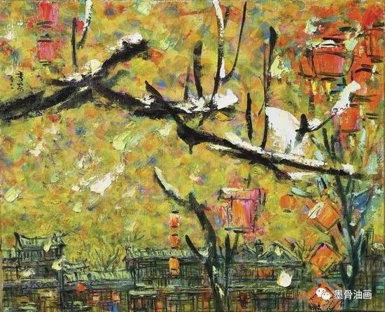 正月雪系列--鸡年腊月二十 53cm×65cm 油彩·麻布 2016年