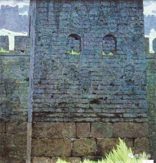 　　蜿蜒千秋系列-千秋功过 194cm×185cm 油彩·纤维板 1976年 第六届全国美术作品展览优秀作品（1984） 美国GHK石油公司收藏