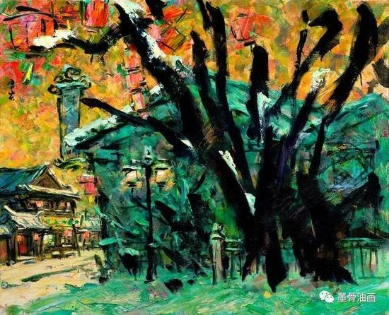 正月雪系列--街头巷尾 65cm×80cm 油彩·麻布 2016年