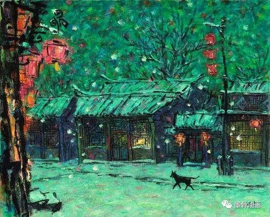 黑狗系列--正月雪之二 73cm×91cm 油彩·麻布 2007年