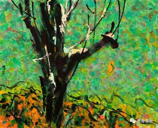 正月雪系列--夕阳残雪拟寻春 65cm×80cm 油彩·麻布 2017年