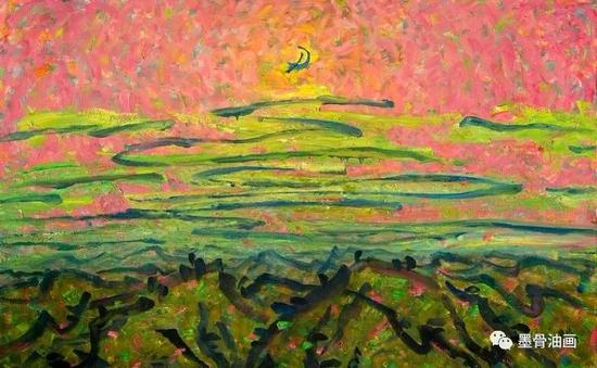 山月随人归 97cm×162cm 油彩·麻布 2003年 李秀实与墨骨油画台湾巡展海报图（2015）