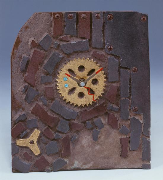 乌克兰 基辅艺术家协会-黄政道 时钟6 23x22cm 1999年 陶瓷 水晶玻璃