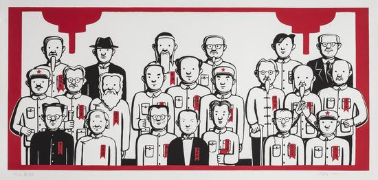 27-《英雄会》，版画，丝网，60×80cm，2013年