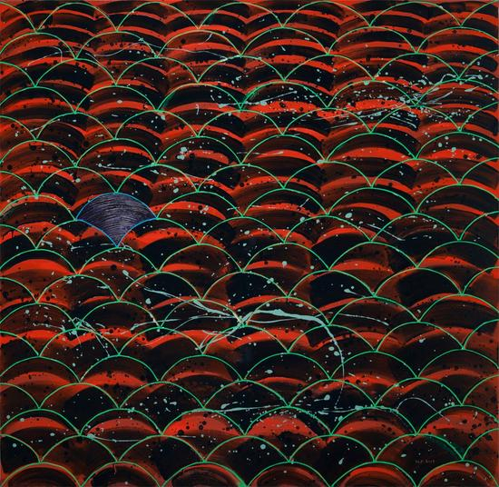 杨陆峰《波·浪I》150×150cm 布上油画综合材料 2017