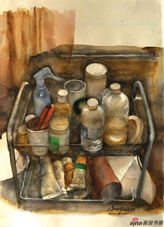 《我桌面上的对弈》2017夏葆元水彩九