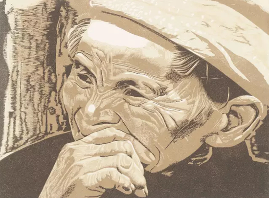 贵州人之三 彩色木刻 36.8×27.7cm 1988年