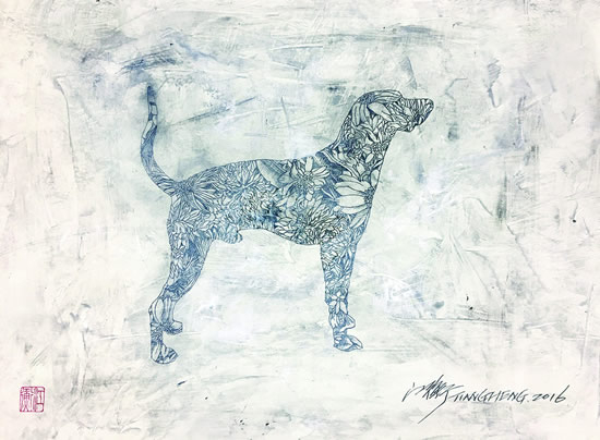 《十二生肖NO.11》手稿80x60cm 工笔重彩 2016年 江衡