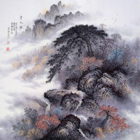 冯静-赏秋图-68x68cm 国画-2017-清华大学美术学院