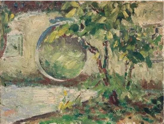 月洞门 20世纪50年代 木板油画 23×30.5cm