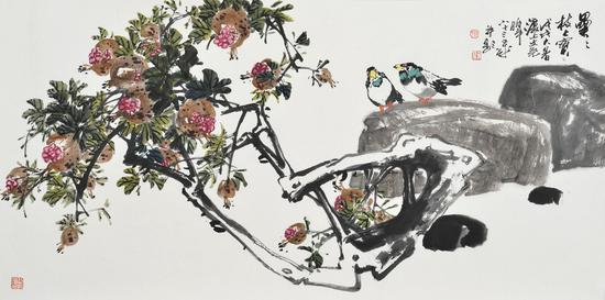 梁文尧 累累枝上实 68x138cm
