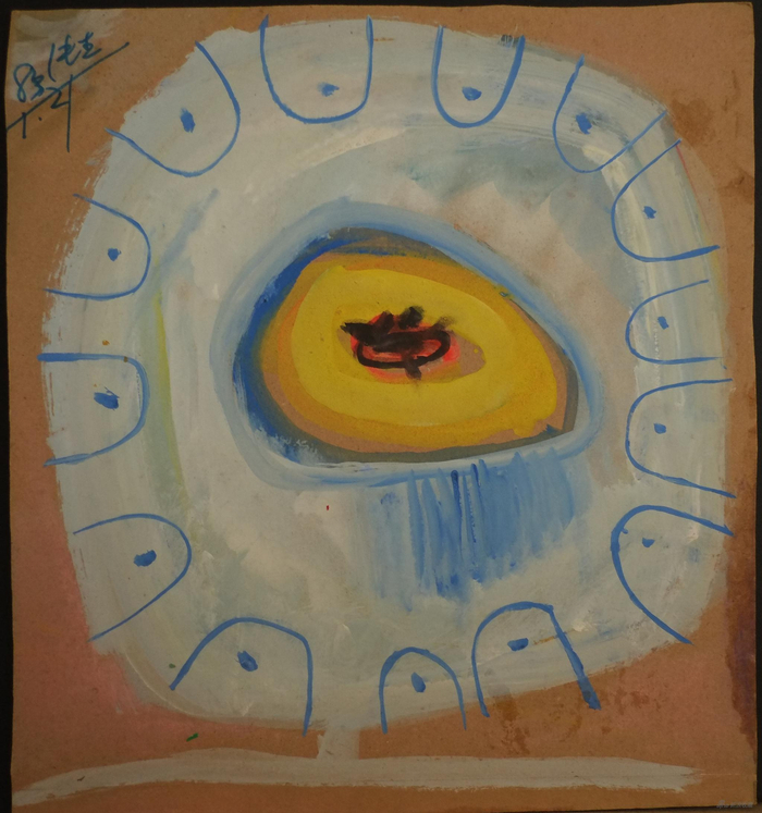 王纯杰，蛋白质&nbsp;A ，厘米纸板、水粉彩，26×26cm，1983年