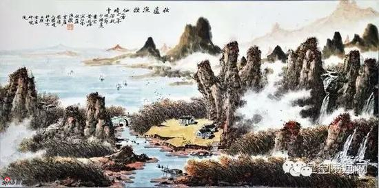 《秋芦渔歌仙境中》，2011年，69cmX136cm，黄廷海作