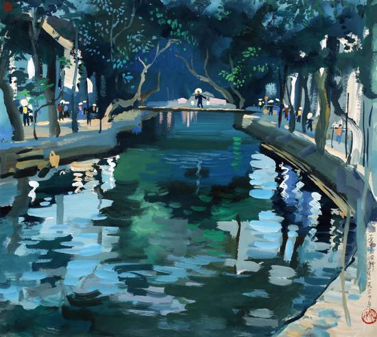 姚奎 灵渠波影 39x42cm