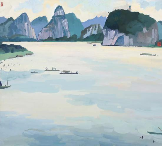 姚奎 象鼻山远眺 80x80 cm