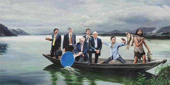 上岸Go ashore 布面丙烯Acrylic on Canvas60x120cm 2018