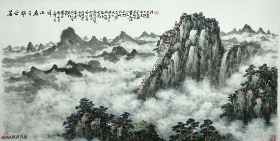 《华岳雄奇看西峰》，69cmX136cm，2016年，黄廷海作