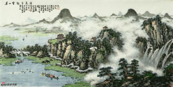《苍山云起水长流》 69cmx136cm，2017年，黄廷海作