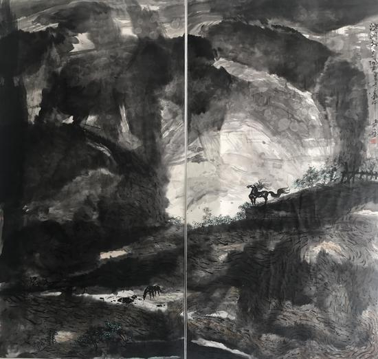 《天地玄黄宇宙洪荒》 186182cm 中国画宣纸 2015-2018