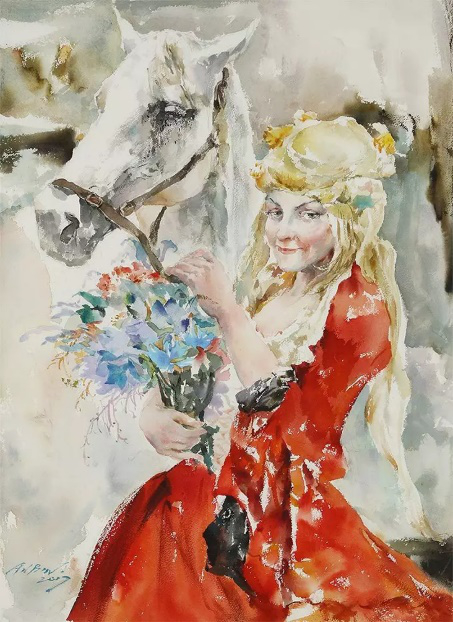 安滨（b.1962）罗兰与白马 　　76×56cm