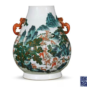 乾隆年制款 粉彩鹿耳大尊 高さ49cm 特大 ウブ品 入手困難