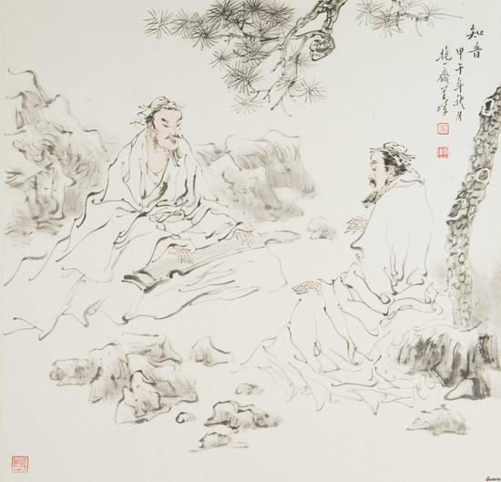 吴学峰作品《知音》68X68cm 2014年