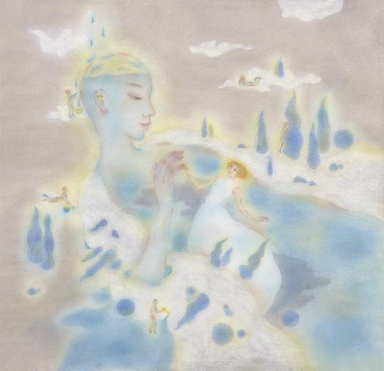 《虚之悟之一》60cmx60cm 纸本彩绘 2018年