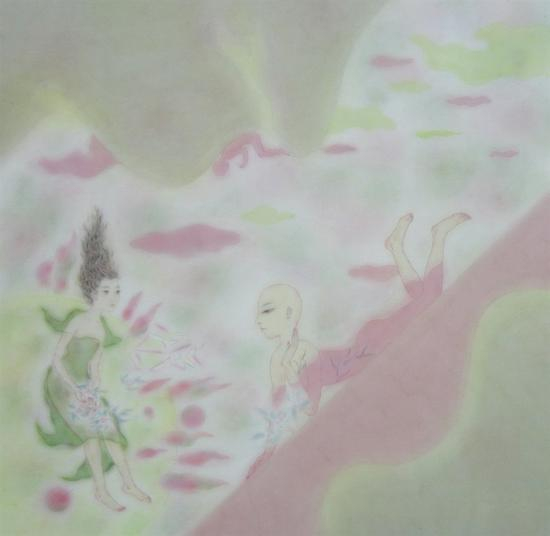 《虚之悟之三》63cmx63cm 纸本彩绘 2017年