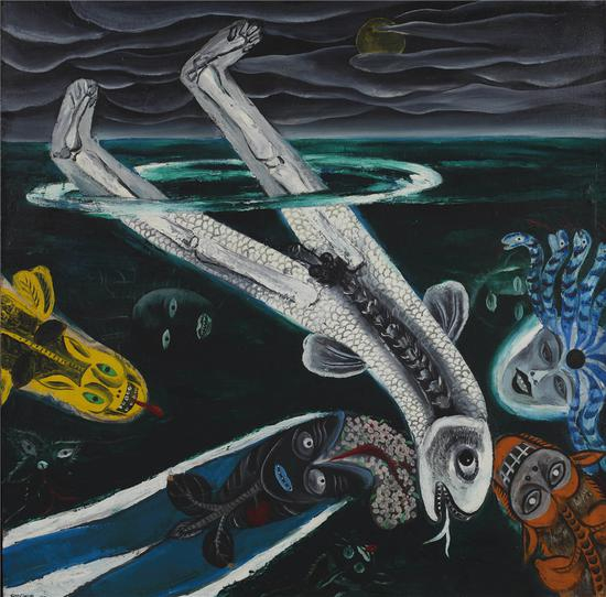 孙良 隐入Submergence 110×110cm 布面油画 1990