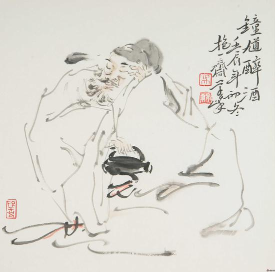 吴学峰作品《钟馗醉酒》34X34cm 2012年