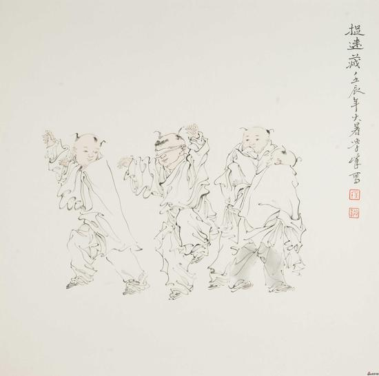 吴学峰作品《捉迷藏》68X68cm 2012年