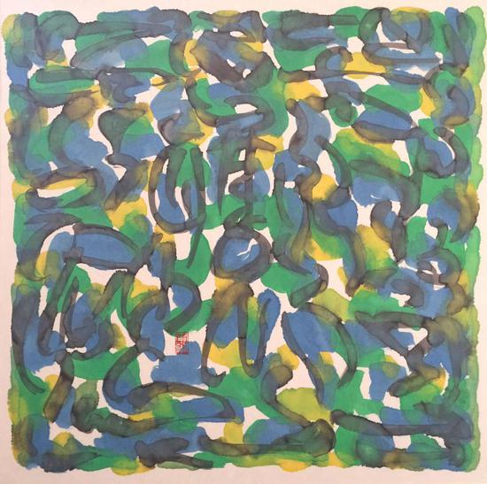 南巢 新娘与海 纸本丙烯 52×52cm 2018