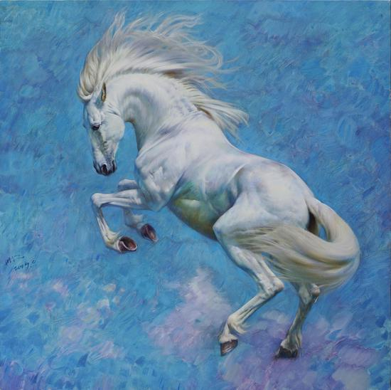 白马之跃海120x120cm