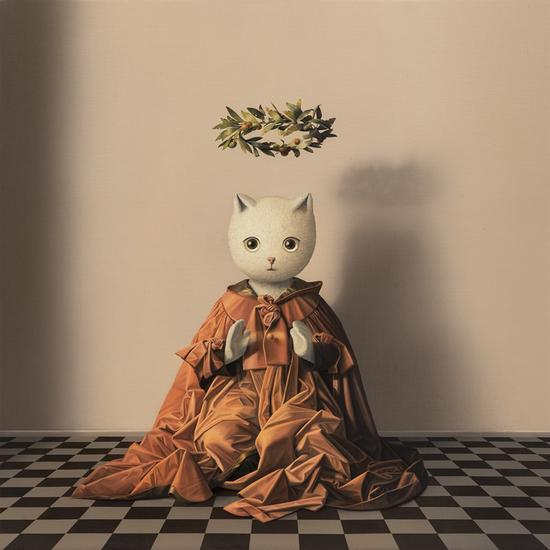 张凯《掌中的伊里丝》80×80cm 布面油画 2018年