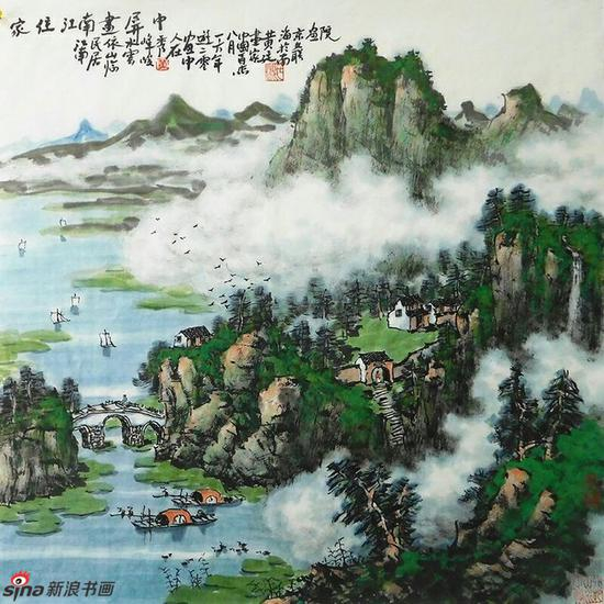 《家住江南画屏中》，69cmX69cm，2016年，黄廷海作