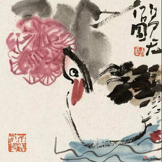 王迎春作品《芙蓉》31.5cm × 31.5cm 2017