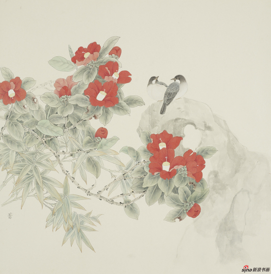 《茶花》 68cm×68cm