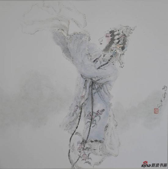 李亚光《昆曲人物》50×50cm 中国画 纸本设色 2016