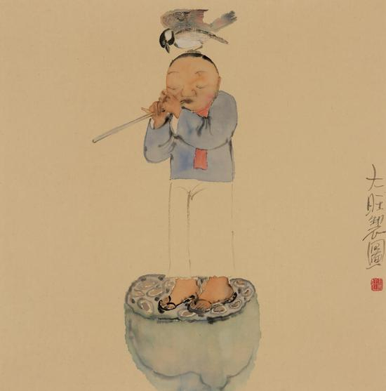 李旺作品 &nbsp;远行 &nbsp;69x69 cm 纸本水墨 &nbsp;2018