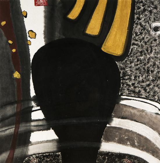 岛子 上帝与黄金之十六 纸本水墨设色 70x70cm 2014