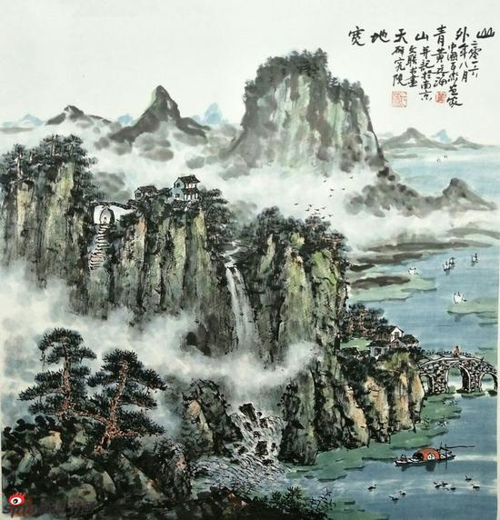 《山外青山天地宽》，69cmx69cm，2016年，黄廷海作