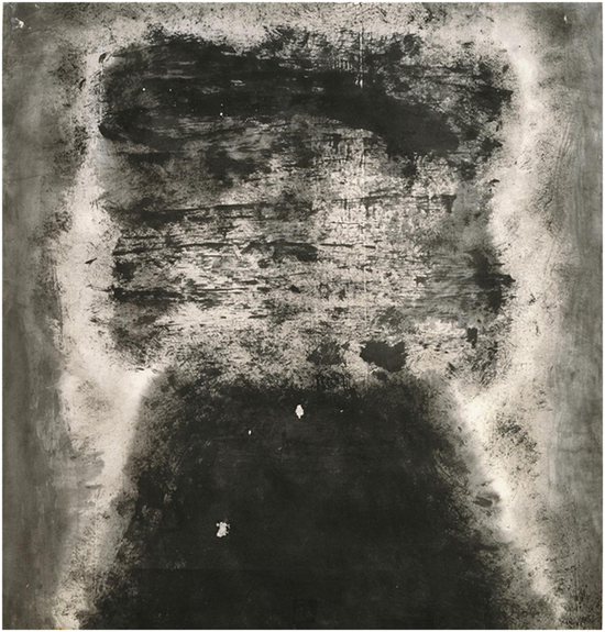 阎秉会，原初之象-之十四，宣纸墨汁， 98x98cm，1996