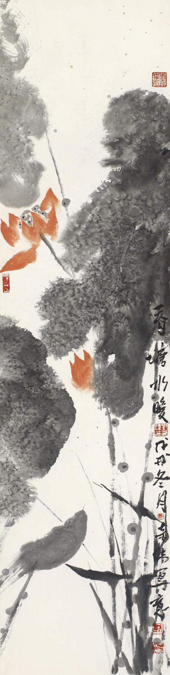 刘奇伟 春塘水暖 136x34cm
