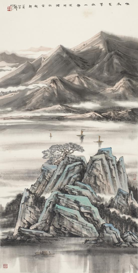 王犇 秋山静溪 138x68cm