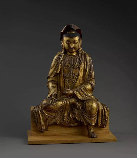 《自在观音》 夹纻漆金 67cm 明代 释迦摩尼说法图与四大菩萨